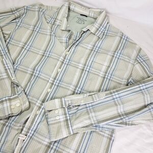 Nautica Men's Long Sleeve Plaid Button Up Shirt - Blue and Green Size XXL